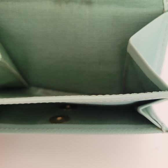 Lanvin Unisex Blue Teal Trifold Leather Wallet Card Bill Coin Compact Small Box - Picture 8 of 10